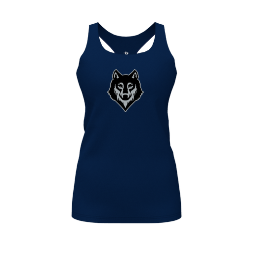 [CUS-DFW-RCBK-PER-NVY-FYS-LOGO2] Racerback Tank Top (Female Youth S, Navy, Logo 2)