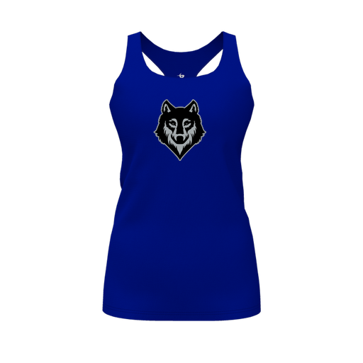 [CUS-DFW-RCBK-PER-RYL-FYS-LOGO2] Racerback Tank Top (Female Youth S, Royal, Logo 2)