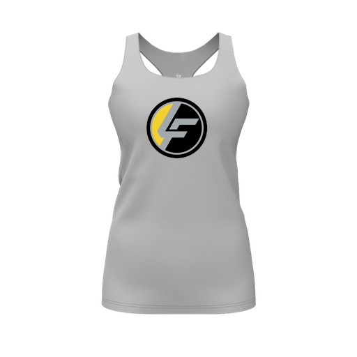[CUS-DFW-RCBK-PER-GRY-FYS-LOGO1] Racerback Tank Top (Female Youth S, Gray, Logo 1)