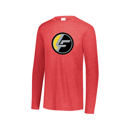 [FTLCUBRD-AXS-LOGO1] Decker Men's Tri-Blend T-Shirt - Long Sleeve (Adult XS, Red, Logo 1)
