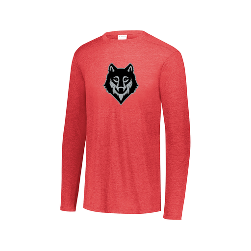 [FTLCUBRD-AXS-LOGO2] Decker Men's Tri-Blend T-Shirt - Long Sleeve (Adult XS, Red, Logo 2)