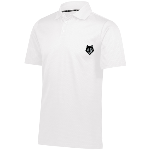 [222568.005.S-LOGO2] Men's Prism Polo (Adult S, White, Logo 2)