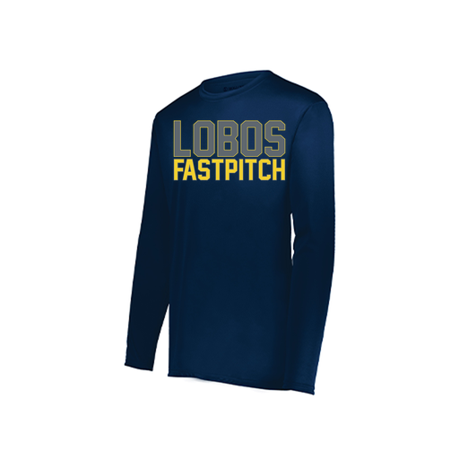 [222823.065.S-LOGO3] Youth LS Smooth Sport Shirt (Youth S, Navy, Logo 3)