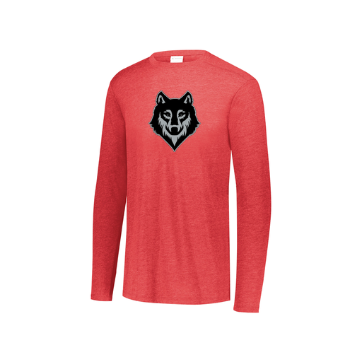 [FTLCUBRD-YS-LOGO2] Decker Youth Tri-Blend T-Shirt - Long Sleeve (Youth S, Red, Logo 2)