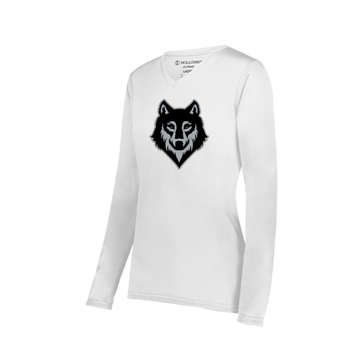 [222824.005.S-LOGO2] Ladies LS Smooth Sport Shirt (Female Adult S, White, Logo 2)