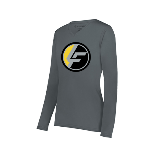 [222824.059.S-LOGO1] Ladies LS Smooth Sport Shirt (Female Adult S, Gray, Logo 1)