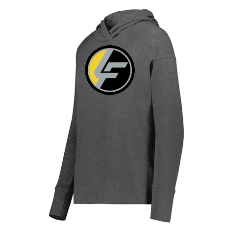 [222798-GRY-FAXS-LOGO1] Ladies Ventura Thin Knit Hoodie (Female Adult XS, Gray, Logo 1)