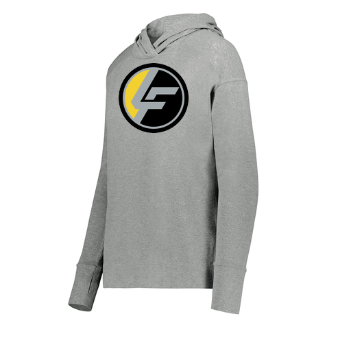 [222798-SIL-FAXS-LOGO1] Ladies Ventura Thin Knit Hoodie (Female Adult XS, Silver, Logo 1)
