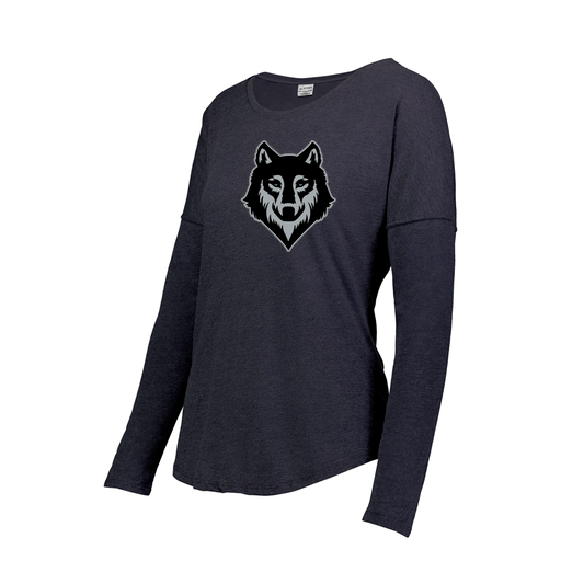 [FTLCUBNV-FAXS-LOGO2] Decker Women's Tri-Blend T-Shirt - Long Sleeve (Female Adult XS, Navy, Logo 2)